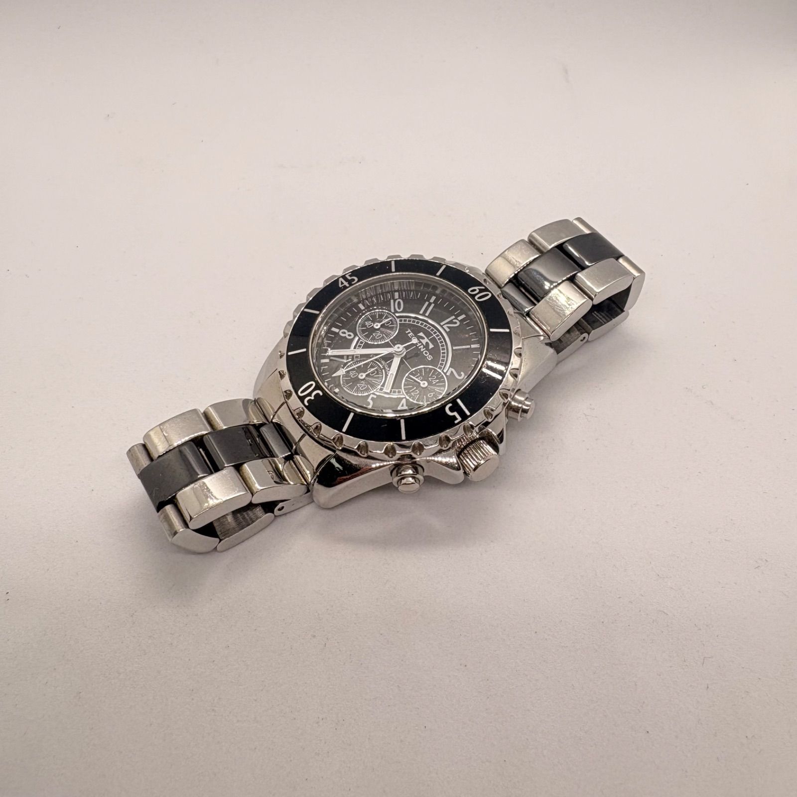 稼働品】TECHNOS 腕時計 T3013 ブラック クロノグラフ - メルカリ