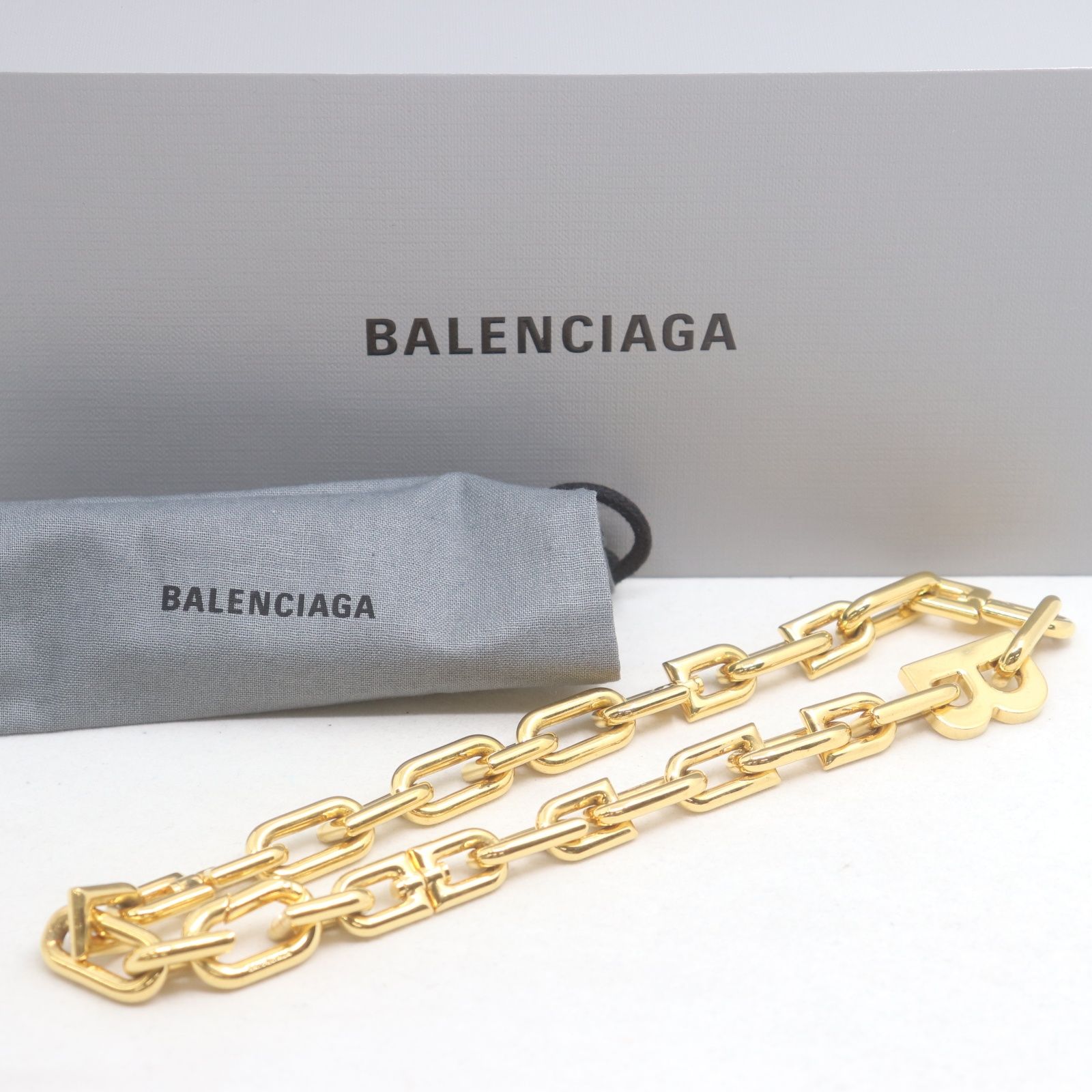 BALENCIAGA バレンシアガ チェーンネックレス メタル製 新品同様 新品同様】バレンシアガ メンズ Plate Twist チェーン ネックレス