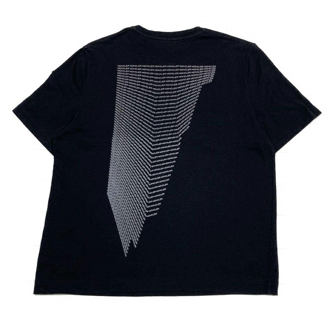 モンクレール　バックロゴ　ラバーワッペン　M 黒Tシャツ　国内正規品 5S412