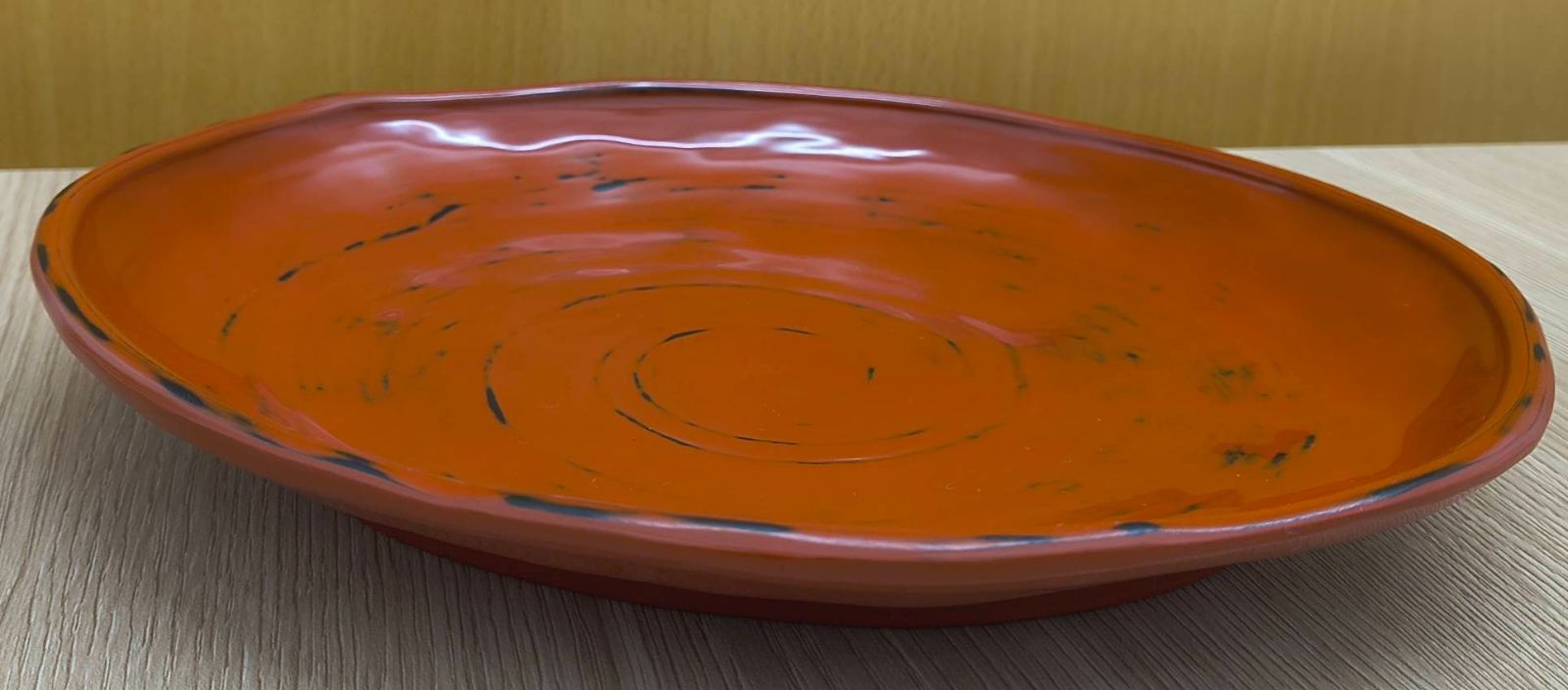 ☆【未使用】根来塗 A80 白山皿 2枚セット 朱塗 漆器 和食器 盛皿 共箱