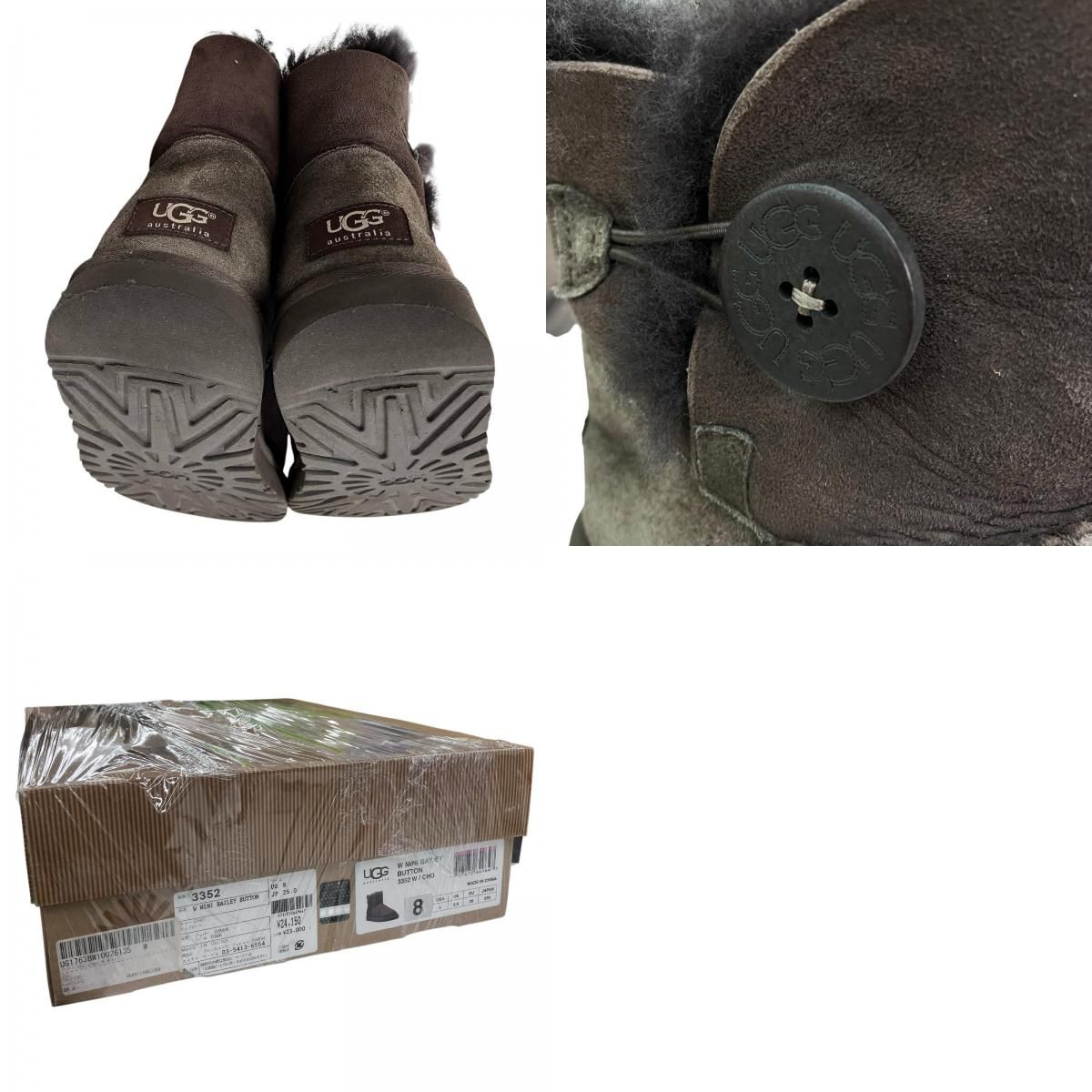 186000 UGG アグ W MINI BAILEY BUTTON 3352W/CHO 25cm ムートンブーツ 