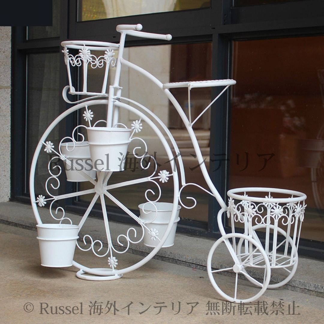フラワースタンド 自転車型 アンティーク調 フラワーポット グリーンポット プランタースタンド 屋外用 庭 装飾 ガーデニング インテリア ユニーク 8-14