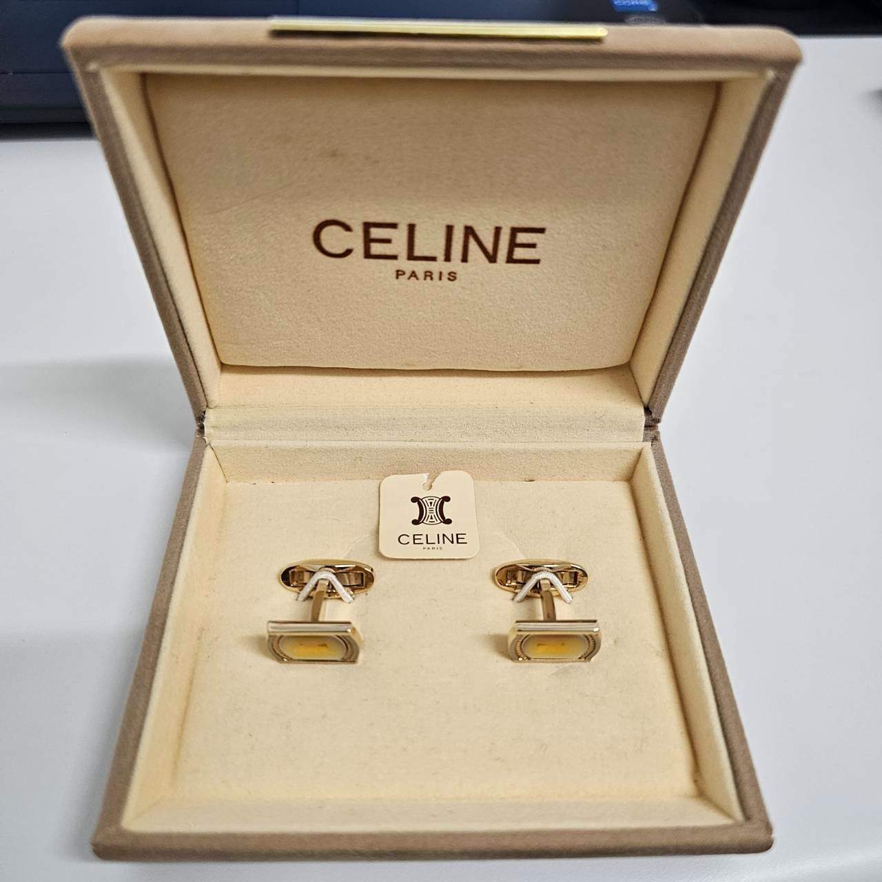 CELINE セリーヌ ゴールド カフリンクス ケース付き 中古 送料込 匿名 