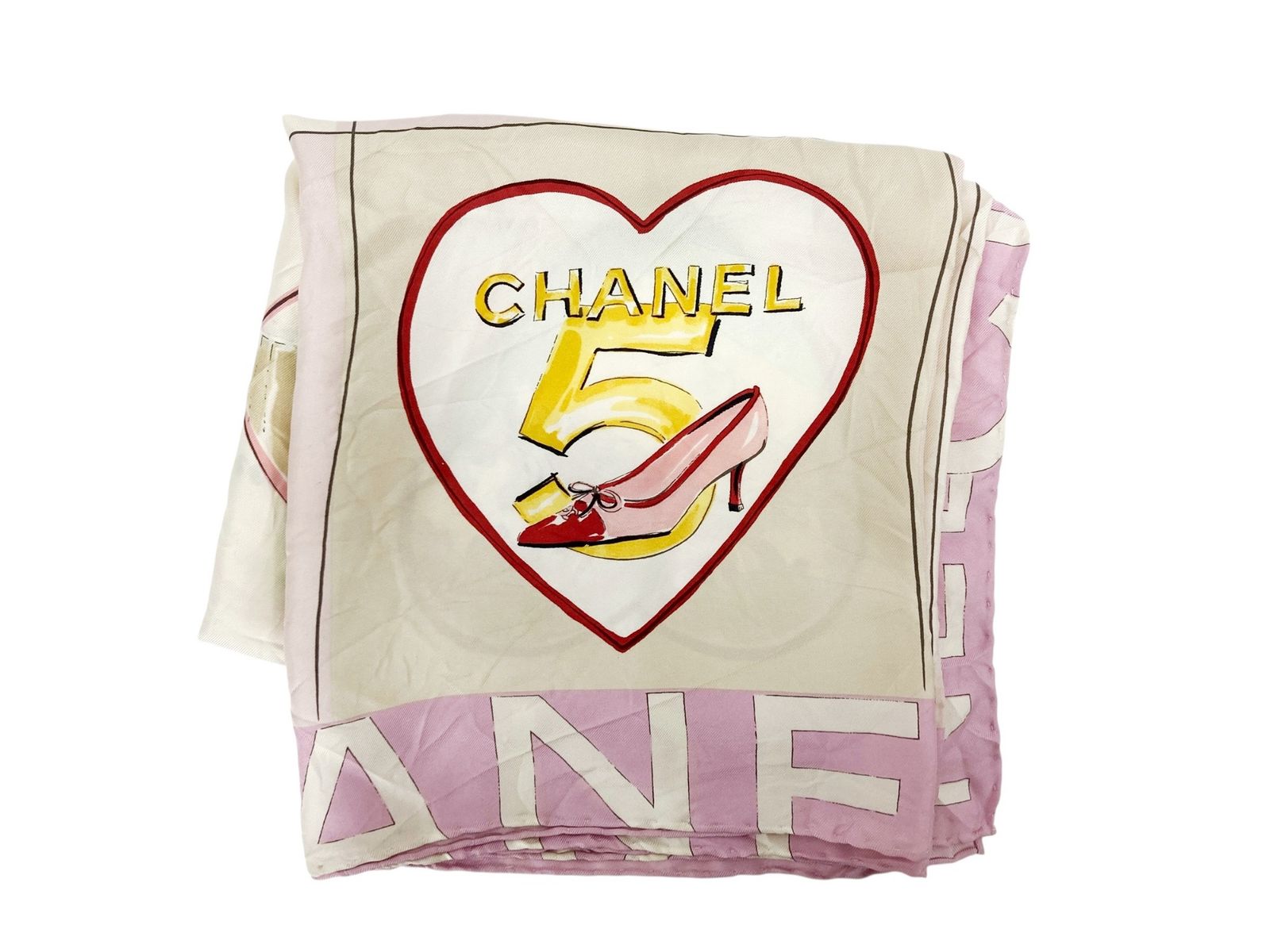CHANEL (シャネル) イタリア製 シルク100％ 大判 スカーフ ココ
