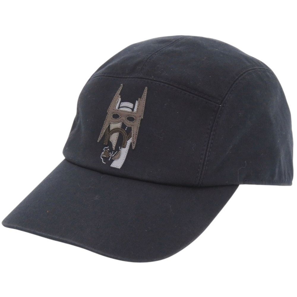 美品 エルメス Nevada Super H cap コットン ネイビー 帽子 0723