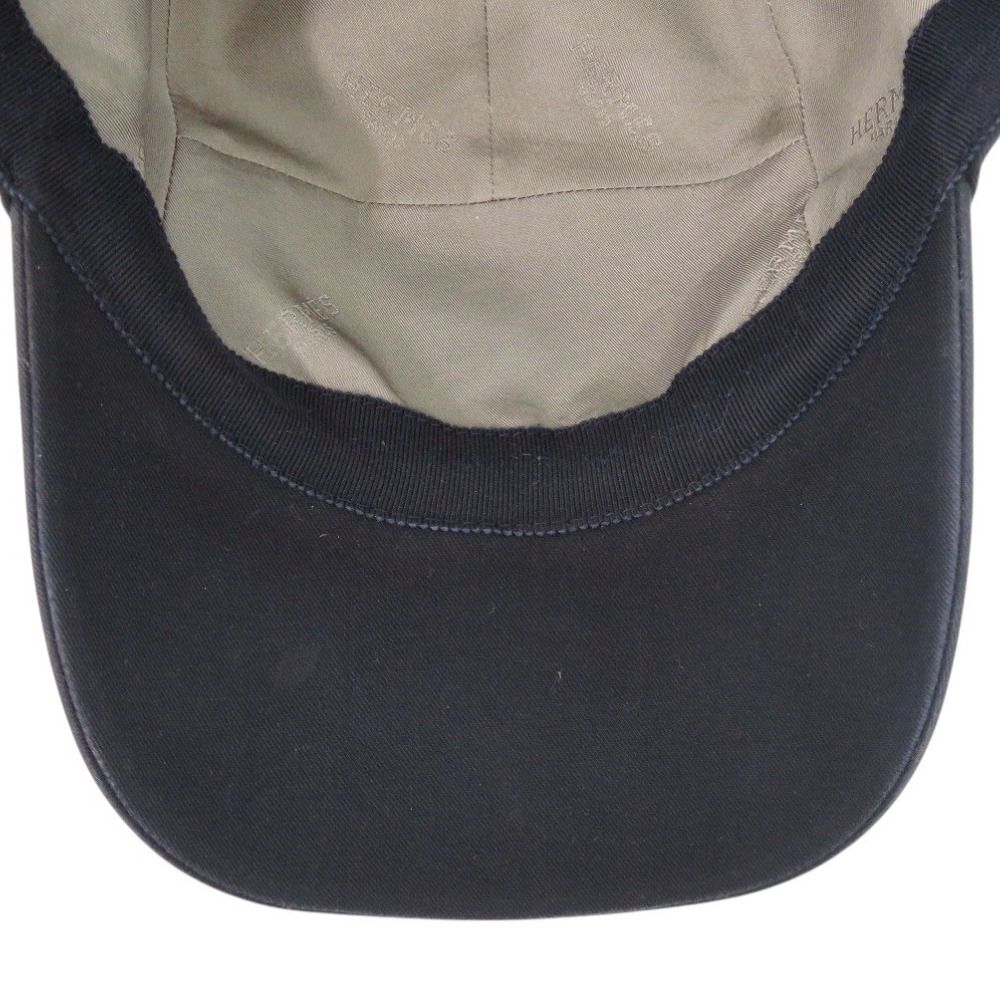 美品 エルメス Nevada Super H cap コットン ネイビー 帽子 0723