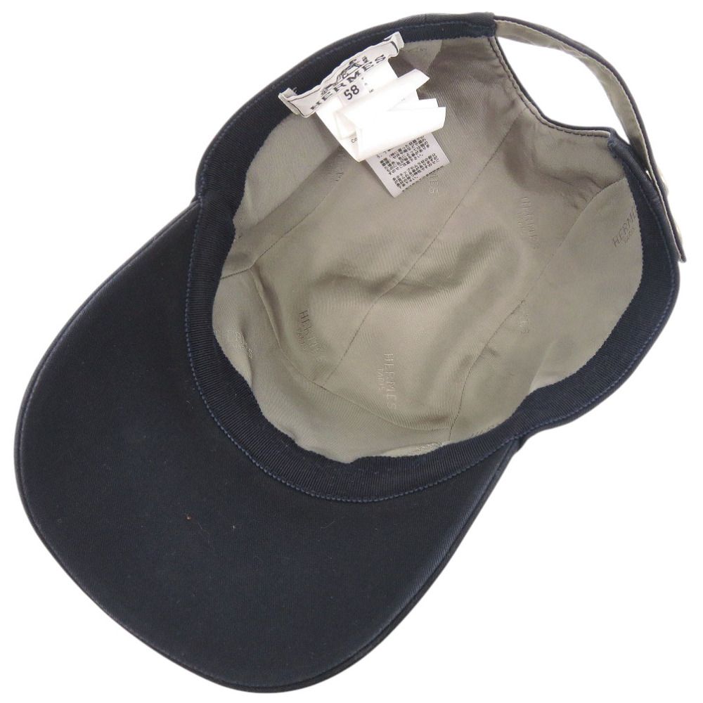 美品 エルメス Nevada Super H cap コットン ネイビー 帽子 0723