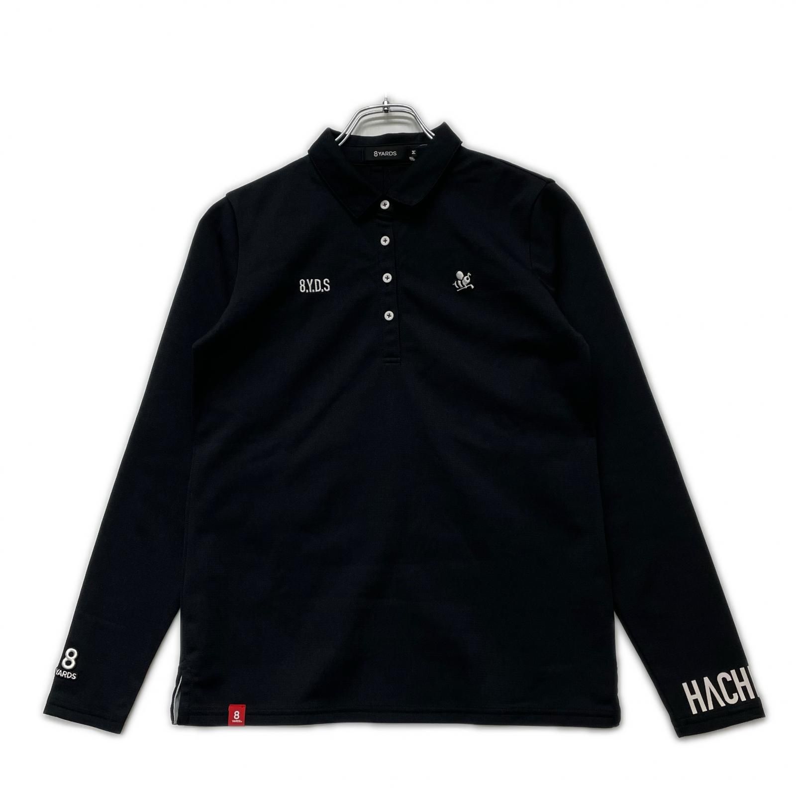中古 レディース ハチヤーズ 8YARDS 長袖ポロシャツ M 黒 ブラック