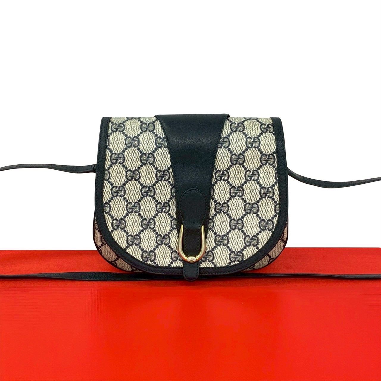 オールド グッチ GUCCI ヴィンテージ ショルダーバッグ 001 256 1023 GG柄 ネイビー PVC レザー GUCCI(グッチ) Vintage GG Logo Leather Shoulder Bag ヴィンテージ GG