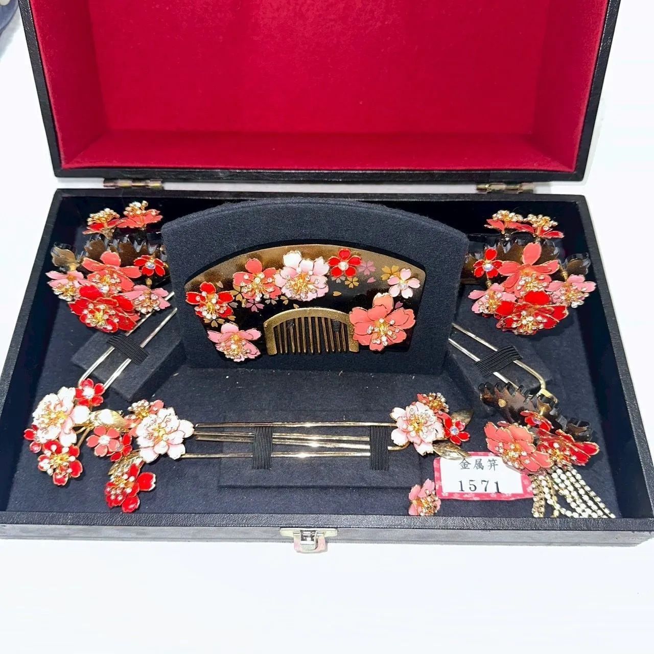 花嫁かんざしフルセット 花嫁 和装 髪飾り 6点セット 桜 日本髪 文金高島田 豪華 簪セット
