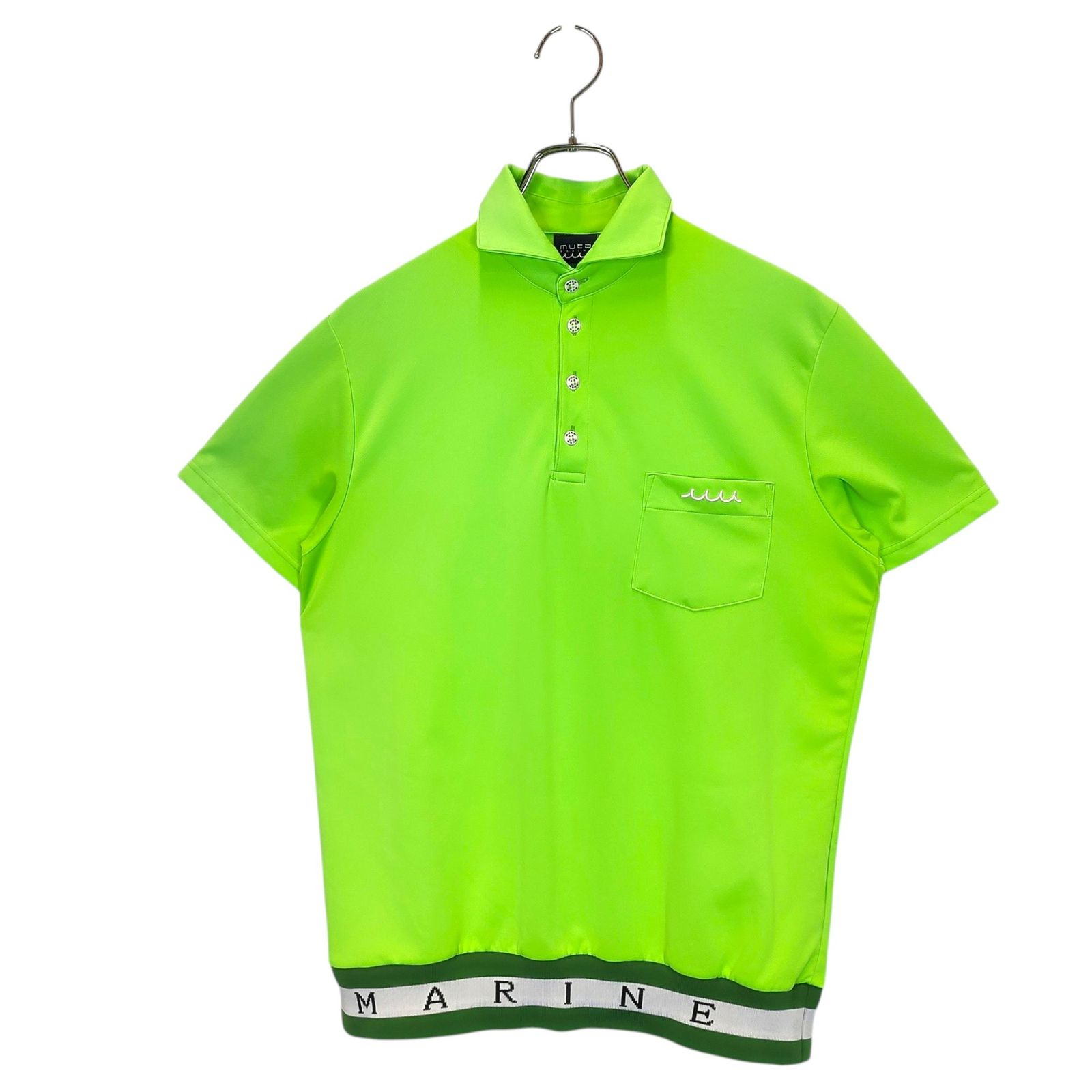 muta MARINE グリーン ポロシャツ 新品タグ付き muta MARINE GOLF ムータ マリン ゴルフ ヘムリブ 半袖 ポロシャツ