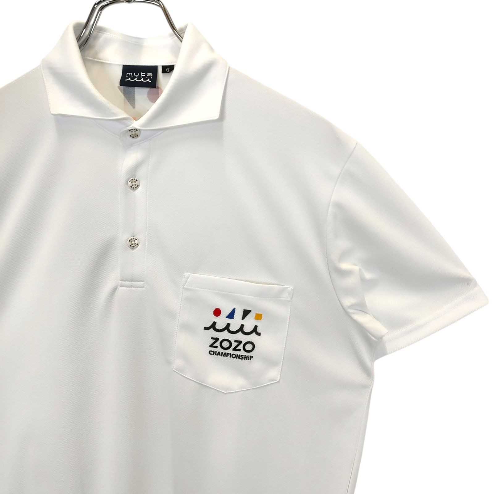 【新品】MUTA MARINE ムータマリン 半袖ポロシャツ パイル地 白 M muta MARINE GOLF ムータ マリン ゴルフ 半袖 ポロシャツ MUJ98506 M