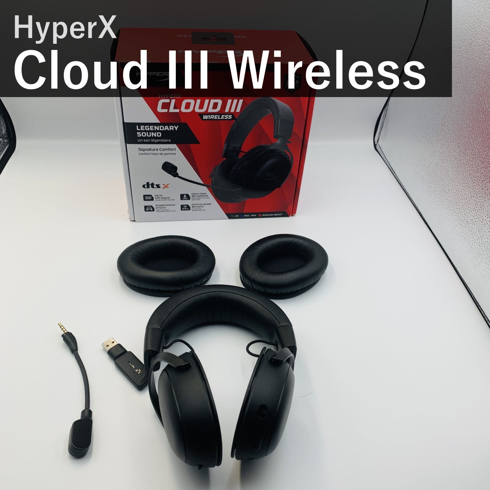 HyperX Cloud III Wireless ハイパーエックス クラウド3 ワイヤレス ゲーミングヘッドセット 77Z45AA ブラック DTS Headphone:X 53mmドライバー 2.4GHz 最大120時間 PC/PS5/PS4/Xbox/S