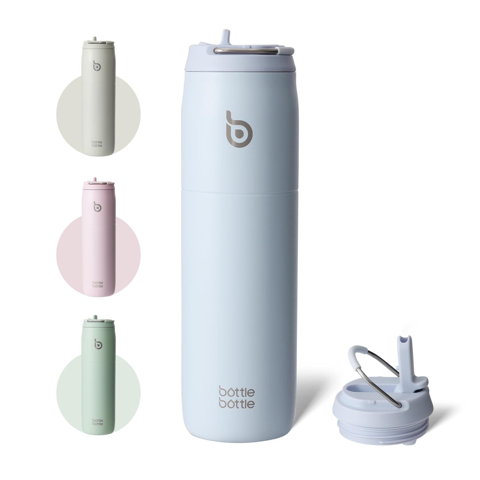 BOTTLE BOTTLE 水筒 1リットル 大容量 1000ml ストロー付き 直飲み 保温保冷 真空断熱 子供 大人 持ち手付き おしゃれ 1L ボトル ステンレス 魔法瓶 二重構造 女の子 男の子 持ち運び スポーツ アウトドア