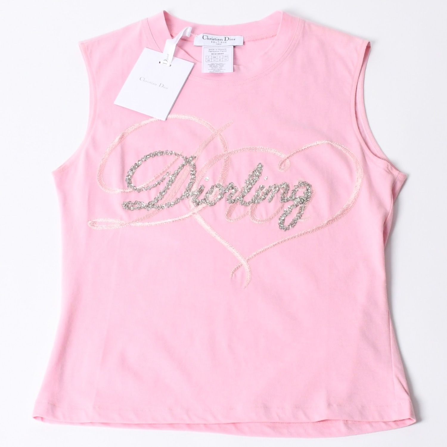 Christian Dior ピンクロゴタンクトップ Christian Dior Vintage Trotter Logo Sleeveless Tank Top Pink x