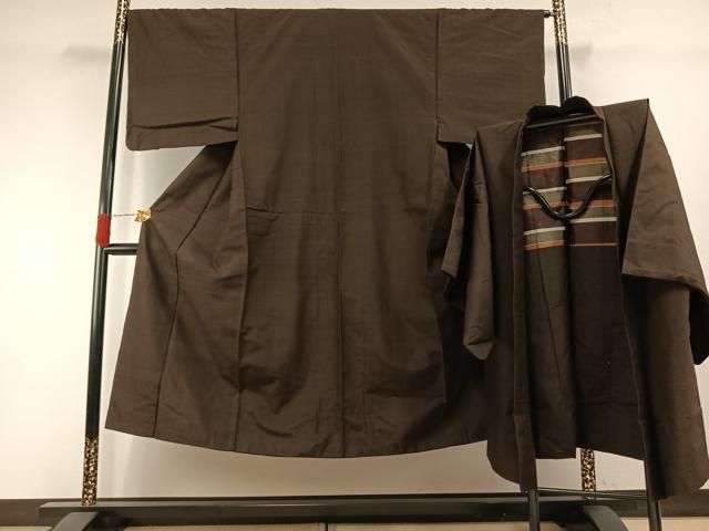 平和屋着物●男性　お召　アンサンブル　憲法色　正絹　逸品　AABH0658fy 29,575円