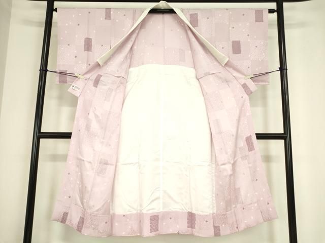 平和屋着物○長襦袢 無双仕立て 市松舞桜文 やまと誂製 正絹 逸品