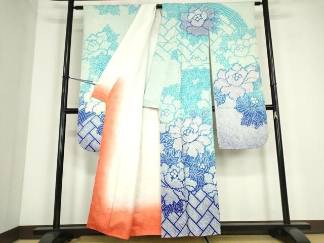 平和屋着物●豪華振袖　総絞り　桧垣牡丹文　正絹　逸品　DABC3758az 平和屋着物○豪華振袖 総絞り 桧垣牡丹文 正絹 逸品 DABC3758az - メルカリ