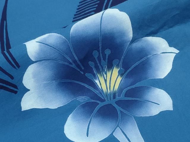 平和屋着物∴夏物　浴衣　注染　ゆり　草花文　日本製　綿　逸品　CABD2787ng 平和屋着物∴夏物 浴衣 注染 ゆり 草花文 日本製 綿 逸品 CABD2787ngの
