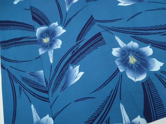 平和屋着物∴夏物 浴衣 注染 ゆり 草花文 日本製 綿 逸品 CABD2787ng