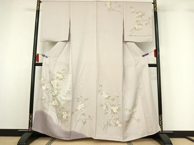 平和屋着物▽訪問着　単衣　手描き　枝花文　暈し染め　正絹　逸品　AABH5609jh 平和屋着物▽訪問着 単衣 手描き 枝花文 暈し染め 正絹 逸品