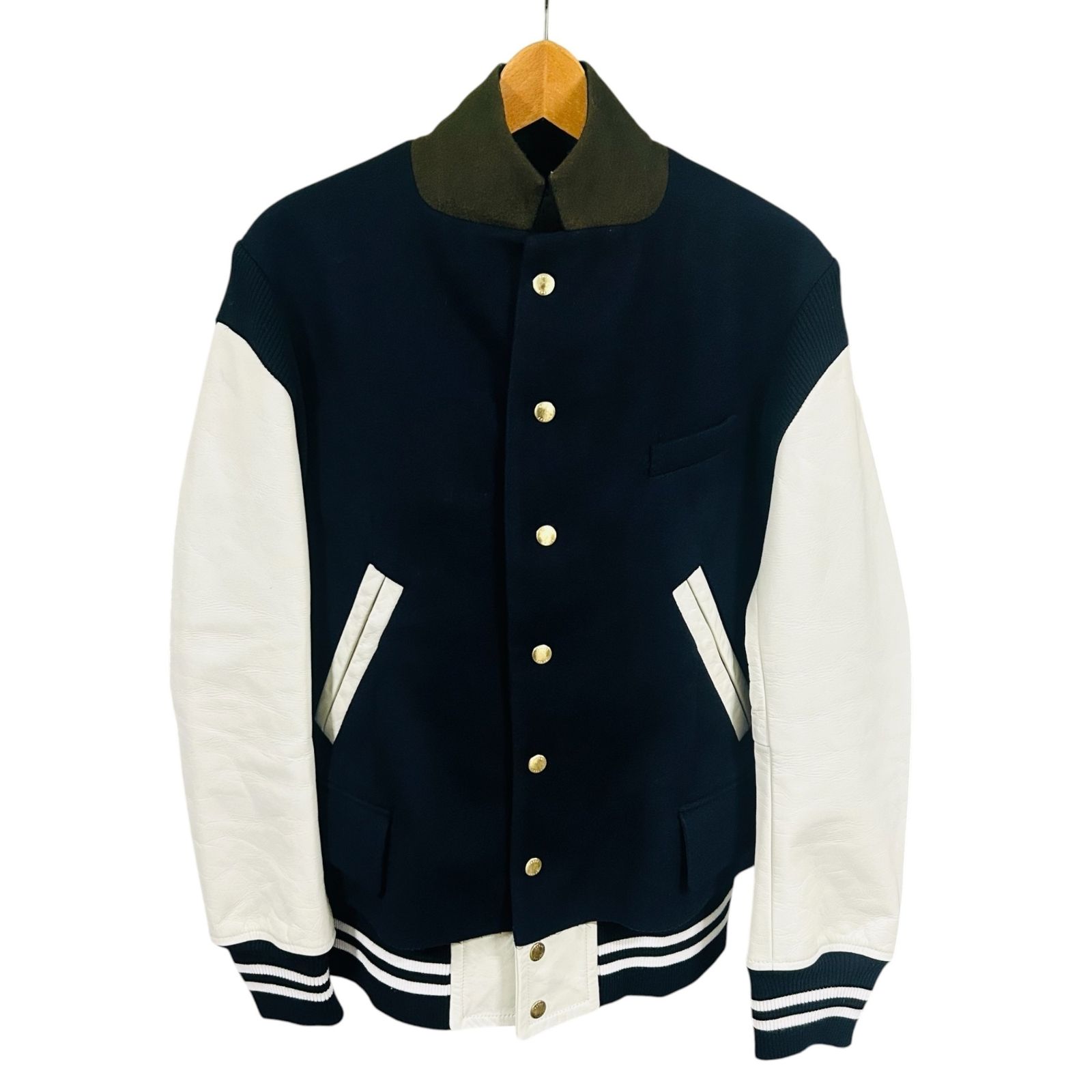 美品sacai  袖レザースタジャン sacai - SACAI 25AW スタジャン 袖レザー Varsity Jacket サカイの通販