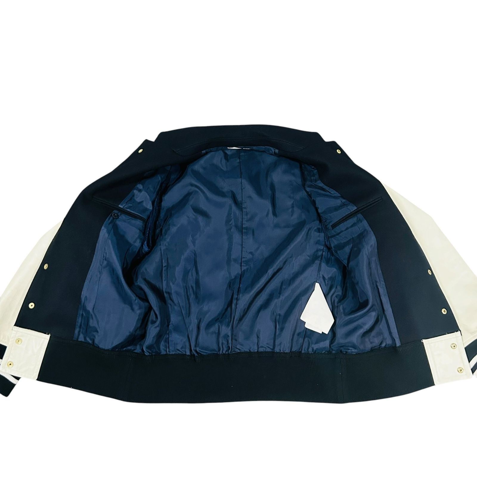 □sacai 20-02380M スタジャン サイズ1 実寸M相当 ネイビー 牛革レザー