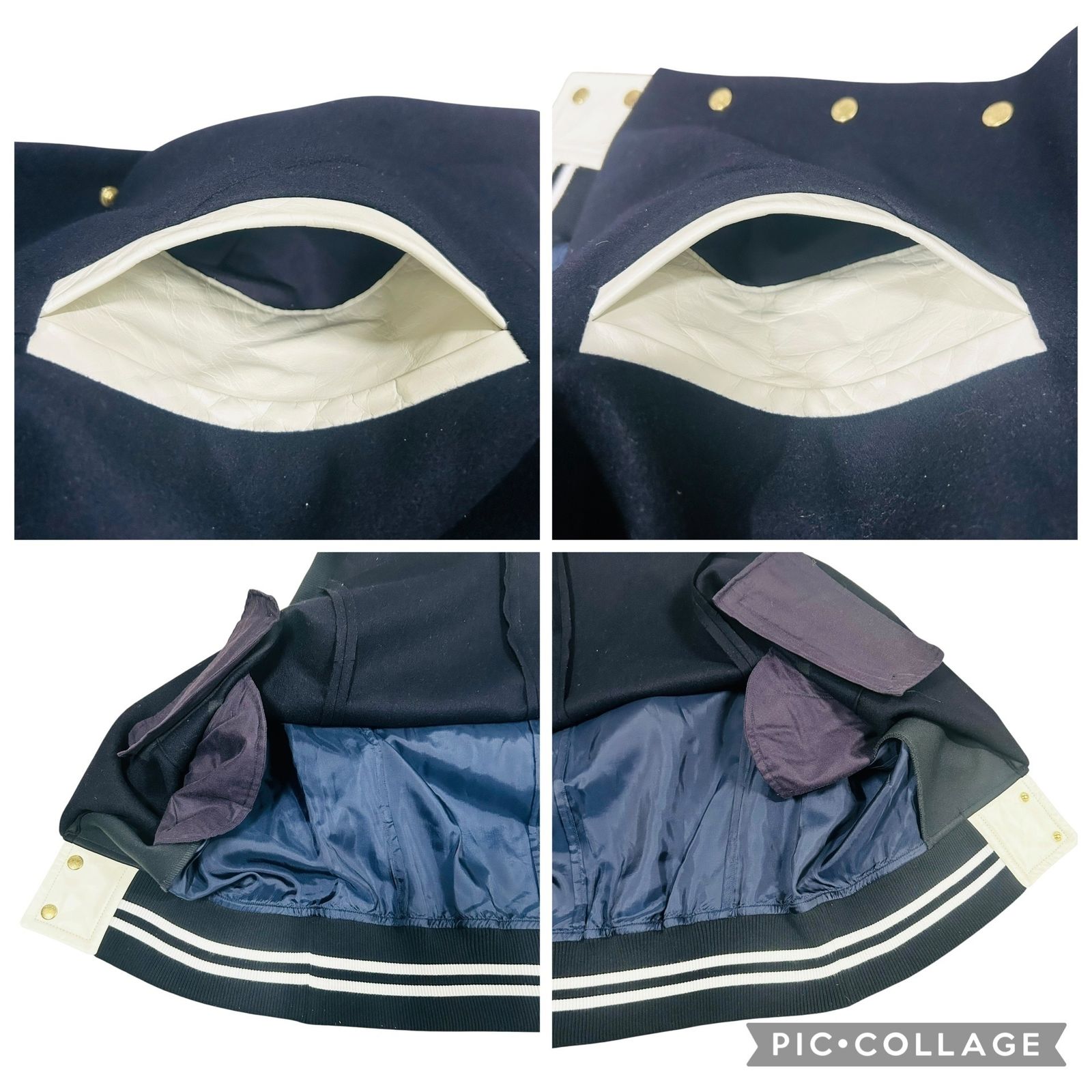 □sacai 20-02380M スタジャン サイズ1 実寸M相当 ネイビー 牛革レザー
