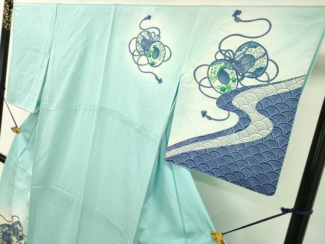 平和屋着物▽訪問着　単衣　流水鼓花文　暈し染　ロング丈　洗える着物　DABD5471fe 平和屋着物▽訪問着 単衣 流水鼓花文 暈し染 ロング丈 洗える着物