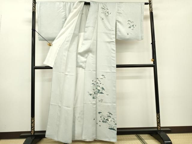 平和屋着物▽訪問着　単衣　流水花松文　金彩　正絹　逸品　DABD5491fe 平和屋着物▽訪問着 単衣 流水花松文 金彩 正絹 逸品 DABD5491fe