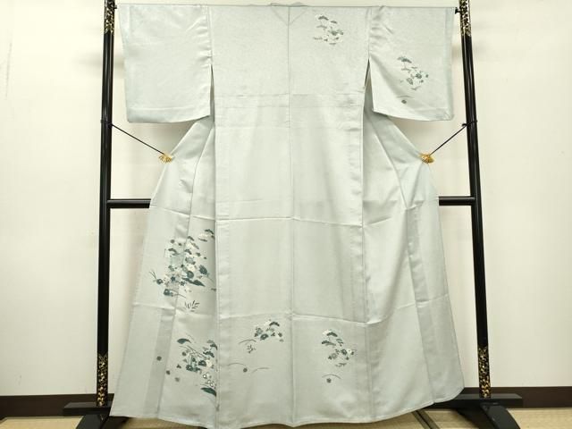 平和屋着物▽訪問着　単衣　流水花松文　金彩　正絹　逸品　DABD5491fe 平和屋着物▽訪問着 単衣 流水花松文 金彩 正絹 逸品 DABD5491fe