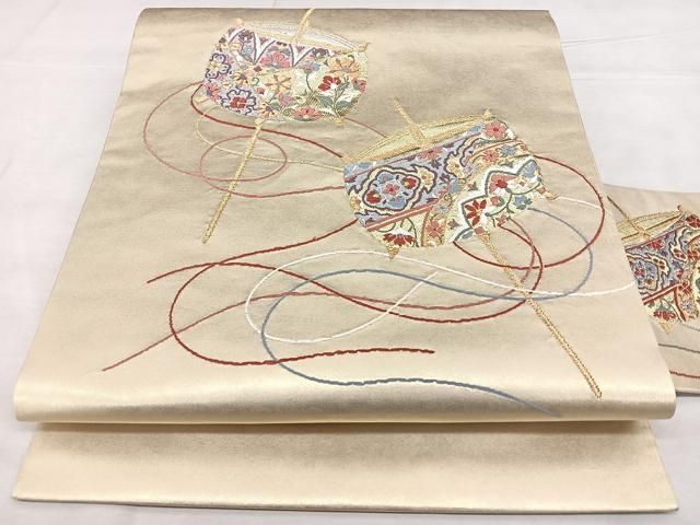 平和屋着物○西陣 川島織物 九寸名古屋帯 唐織 草花文 金糸 正絹 逸品