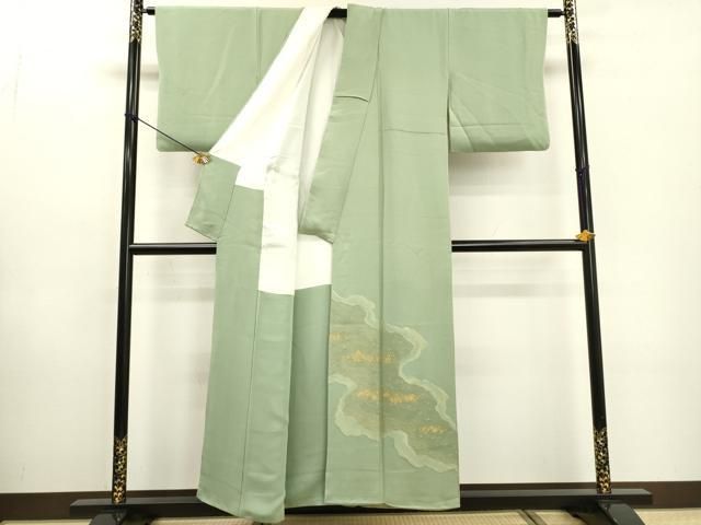 平和屋着物●京友禅の第一人者　松井青々　色留袖　エ霞草花文　金銀彩　正絹　逸品　DABC2991ud 平和屋着物○京友禅の第一人者 松井青々 色留袖 エ