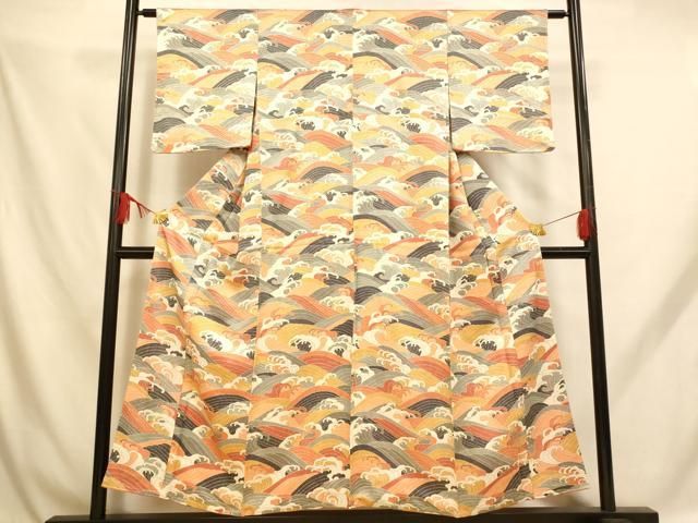 平和屋着物●上質な小紋　紅型　立波船文　正絹　逸品　AABH5400ph 平和屋着物○上質な小紋 紅型 立波船文 正絹 逸品 AABH5400ph - メルカリ