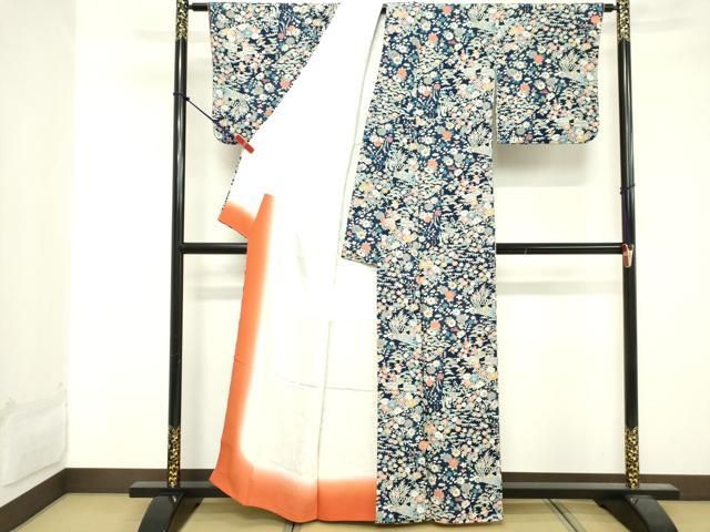 平和屋着物○上質な小紋 成り物 鬼しぼ縮緬 正絹 逸品 未使用