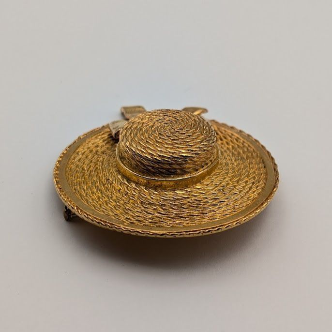 極美品 シャネル ブローチ 麦わら帽子 ゴールド 初期ヴィンテージ