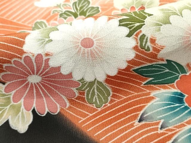 平和屋着物□豪華黒留袖 立波花文 暈し染め 正絹 逸品 DABE8914qa
