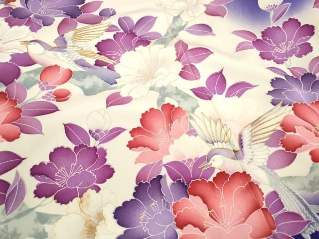 平和屋着物□豪華振袖 駒刺繍 花鳥文 暈し染め 金彩 正絹 逸品