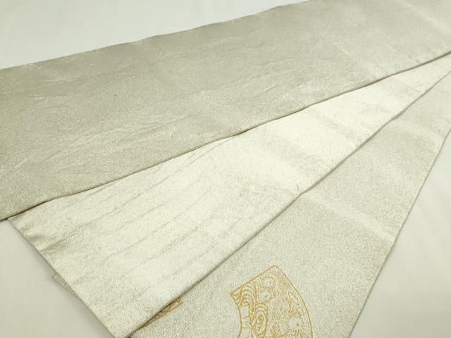 平和屋本店▽太鼓柄袋帯 つづれ 地紙草花文 本金糸24k 正絹 逸品
