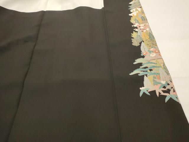 平和屋着物■豪華黒留袖　友禅　作家物　風景文　正絹　逸品　AABI0311st 平和屋着物□豪華黒留袖 友禅 作家物 風景文 正絹 逸品 AABI0311st