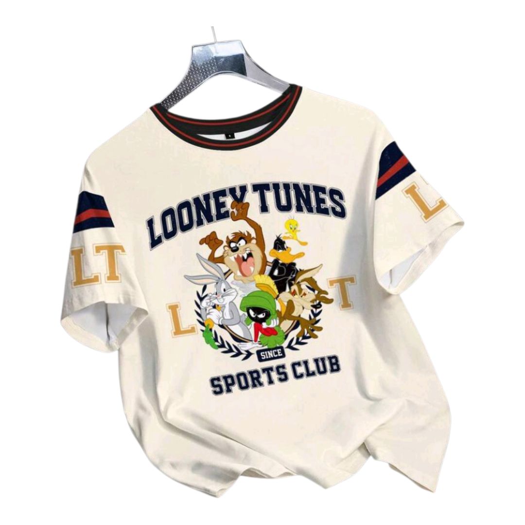 ルーニー･テューンズ キャラクターＴシャツ サイズ表記 XL ホワイト LOONEY TUNES バッグスバニー タズ ダフィーダック ワイリーコヨーテ 半袖 スプレーアート DELTA デルタ character プリント キャラT 古着【中古】WV2504-R0241 ルーニー・テューンズ キャラクターTシャツ サイズ表記 XL ホワイト