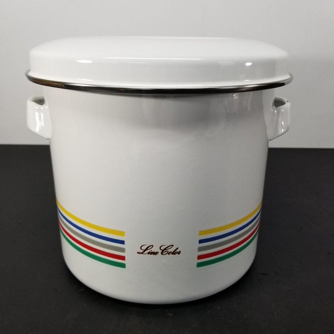 FCL ホーロー 保存容器 6L 20cm ストッカー 昭和レトロ ラインカラー