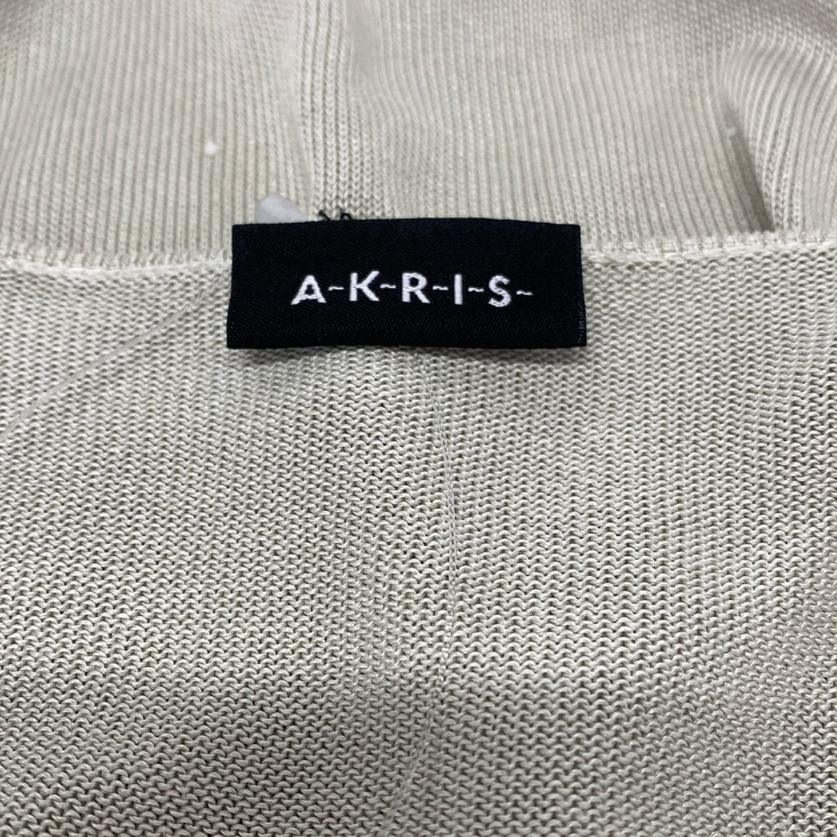 AKRIS(アクリス) カーディガン レディース美品  - グレーベージュ 半袖/シルク AKRIS(アクリス) カーディガン レディース美品 - グレーベージュ 半袖