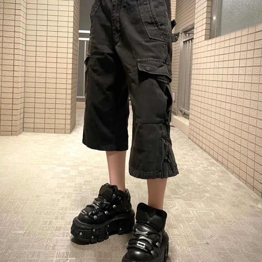 Archive 00s Rare Japanese Label ワイド ギミック ハーフパンツ 