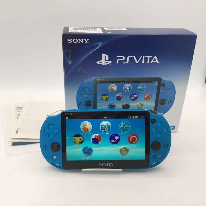 動作品】Sony PS Vita PCH-2000 本体 アクアブルー 箱付き ソニー 