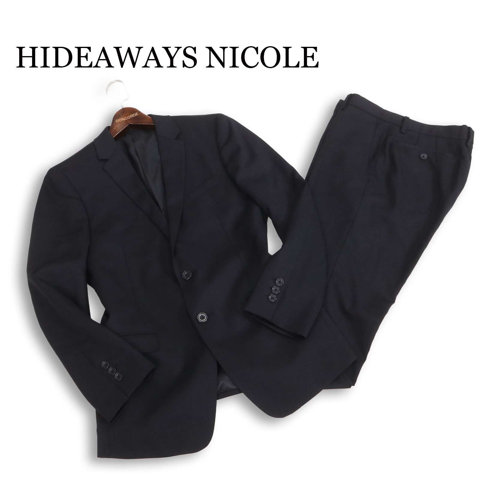 【極美品】HIDEAWAYS NICOLE ハイダウェイニコル シングルスーツ HIDEAWAYS NICOLE ハイダウェイ ニコル 通年 総裏☆ スリム