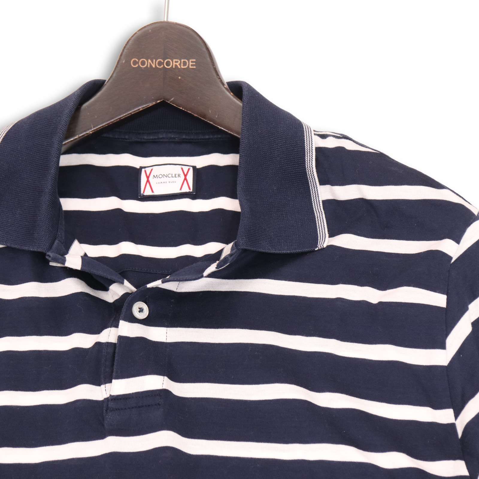 最高級ライン★モンクレールガムブルー　ボーダー　ポロシャツ　半袖　コットン　M MONCLER GAMME BLEU モンクレール ガムブルー 春夏 MAGLIA POLO MANICA