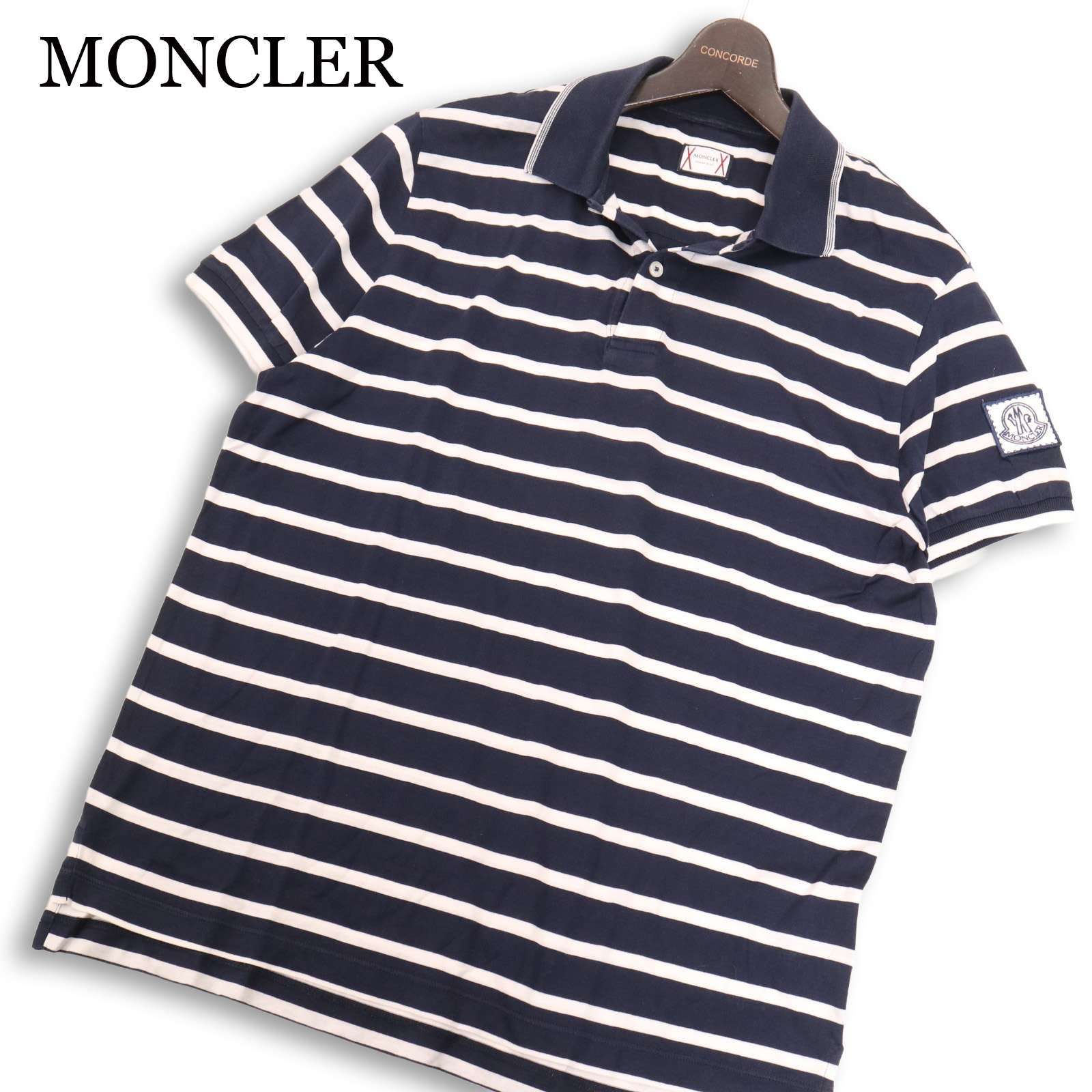 最高級ライン★モンクレールガムブルー　ボーダー　ポロシャツ　半袖　コットン　M MONCLER GAMME BLEU モンクレール ガムブルー 春夏 MAGLIA POLO MANICA