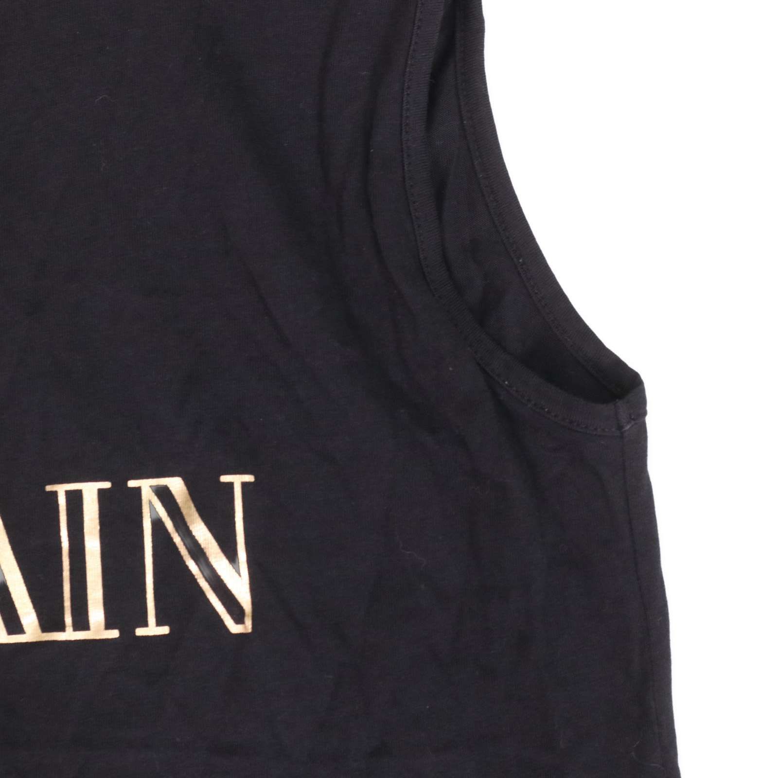 BALMAN ロゴ 金ボタン タンクトップ BALMAIN PARIS バルマン 春夏 金ボタン♪ ロゴ プリント ノースリーブ