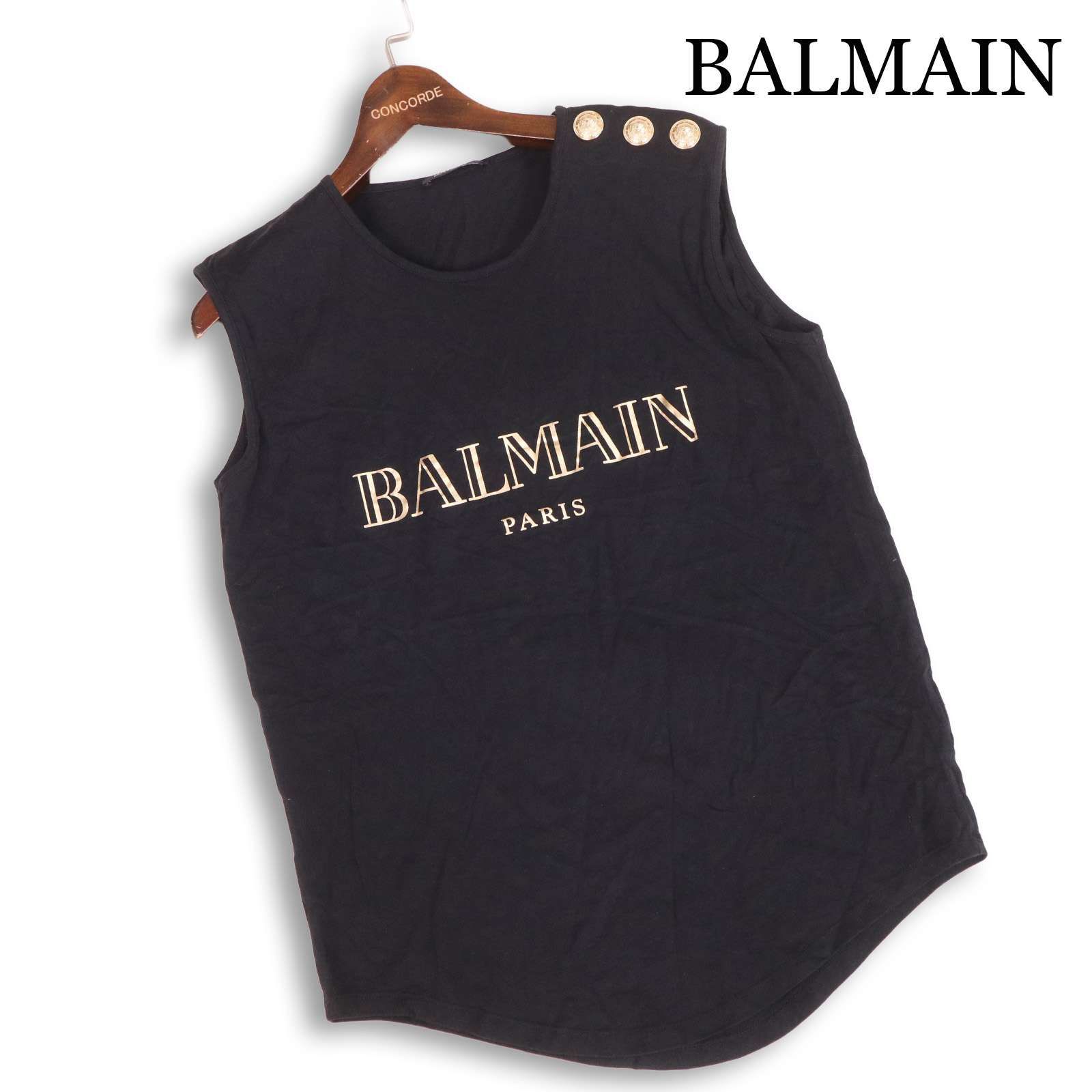 BALMAIN PARIS バルマン 春夏 金ボタン♪ ロゴ プリント ノースリーブ